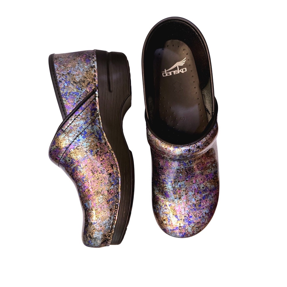 New Dansko Professional Iridescent Metallic Multi Clogs Womens 40 EU 9.5-10 US